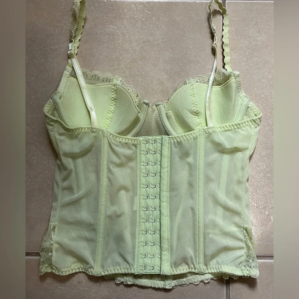 Avon Fashions Womens Corsets & Bustiers Size L(G) Lace Trim Green Mint - Picture 8 of 13